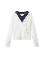 Contrast Double-Placket Hoodie