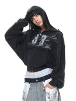 Vintage Washed Cropped Zip Hoodie