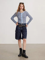 Contrast Stripe Knit Cardigan