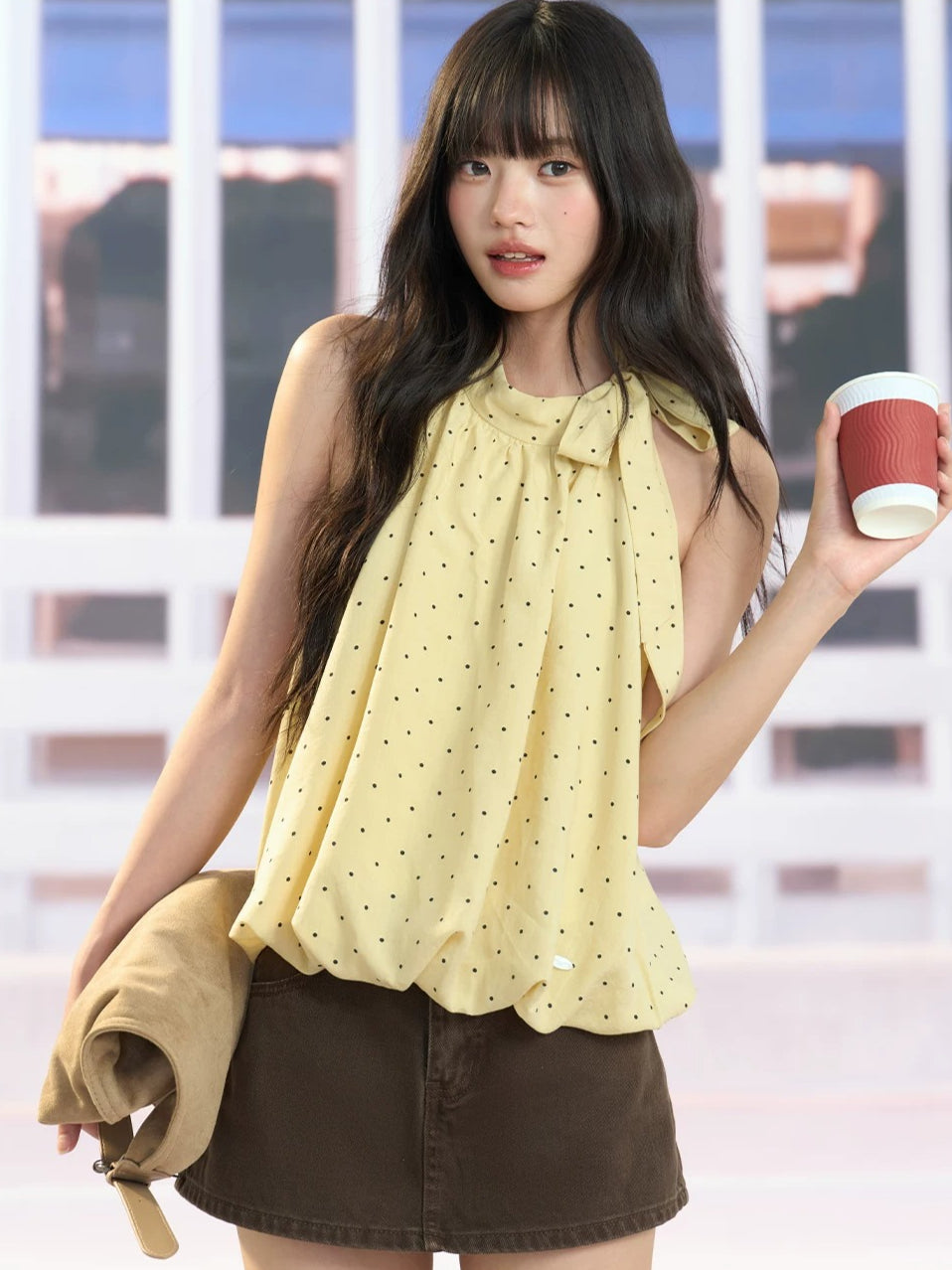 Yellow Polka Dot Halter Top