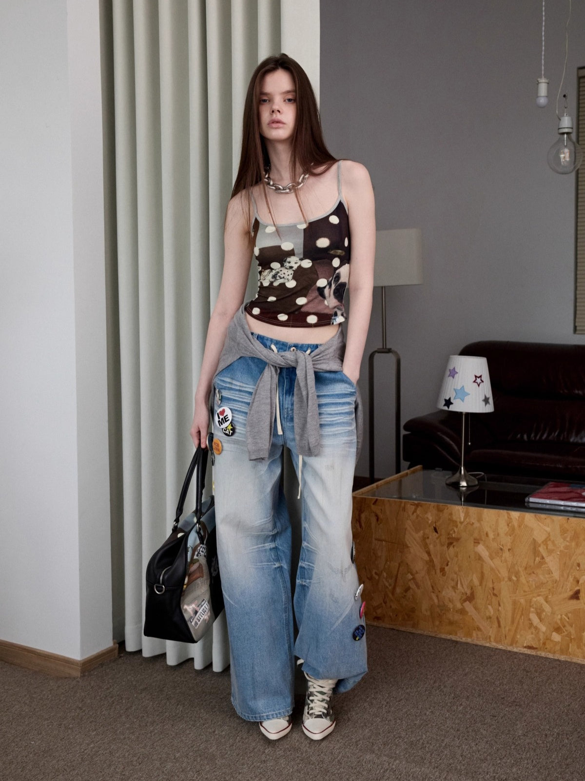 Solid Balloon Hem Wool Cardigan