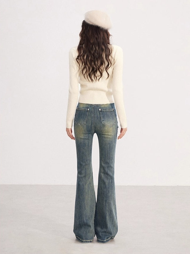 V-neck Shiny Yarn Knit Base Layer