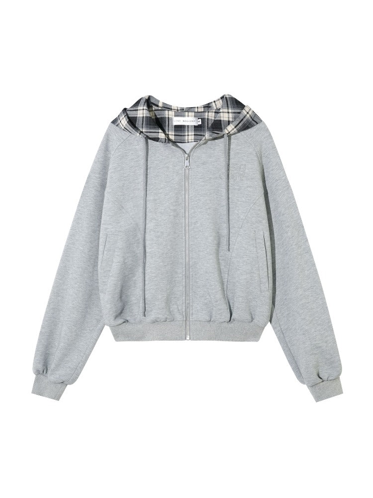 Plaid Patch Embroidered Sweatshirt &amp; Ruffled Waist Pants Set