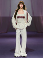 Layered Pleated Panel Straight Pants