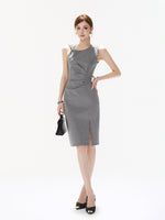 Ruched Midi Tank Dress