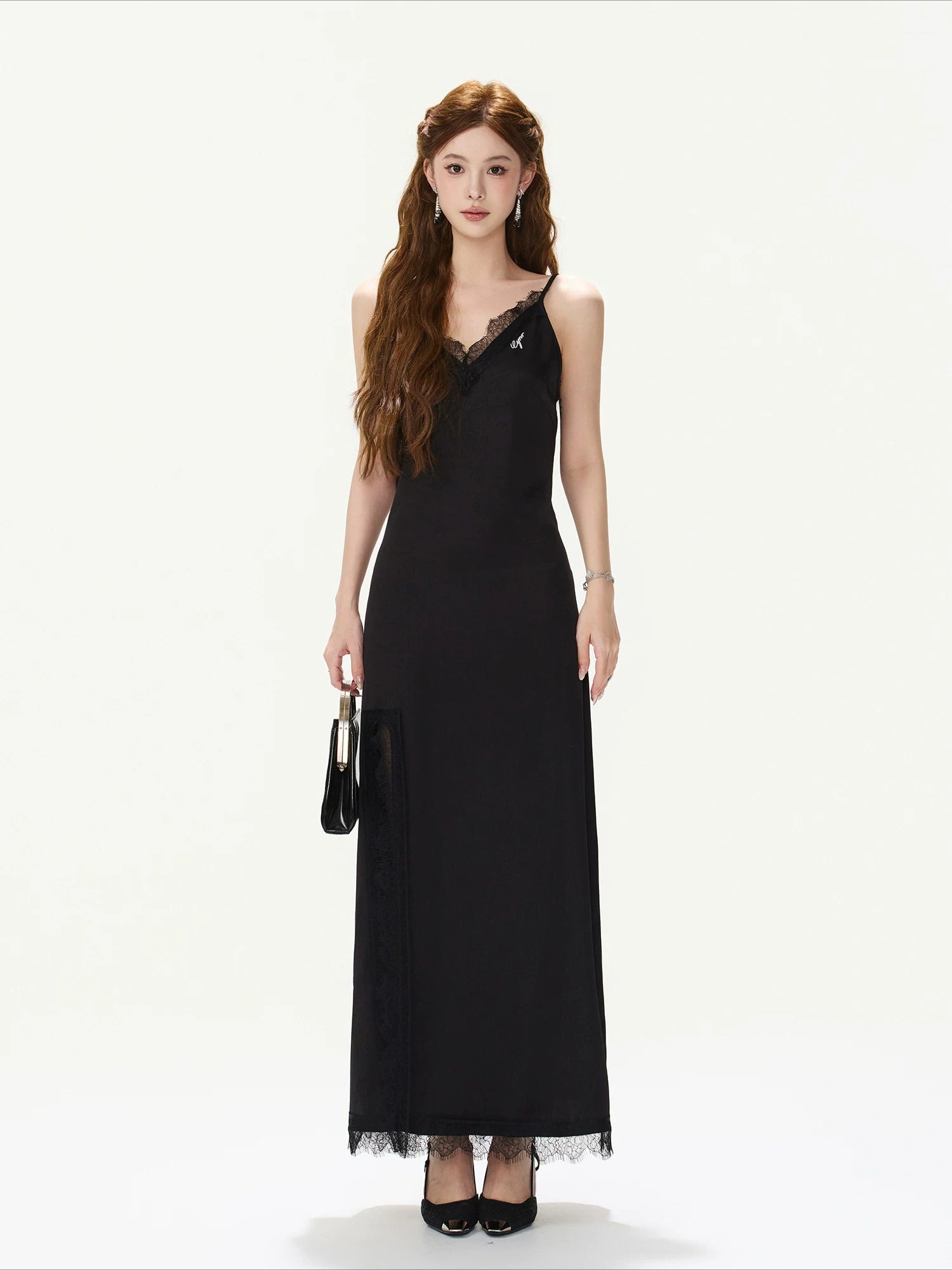 Black Lace V-Neck Dress