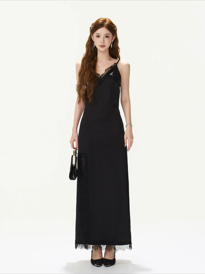 Black Lace V-Neck Dress