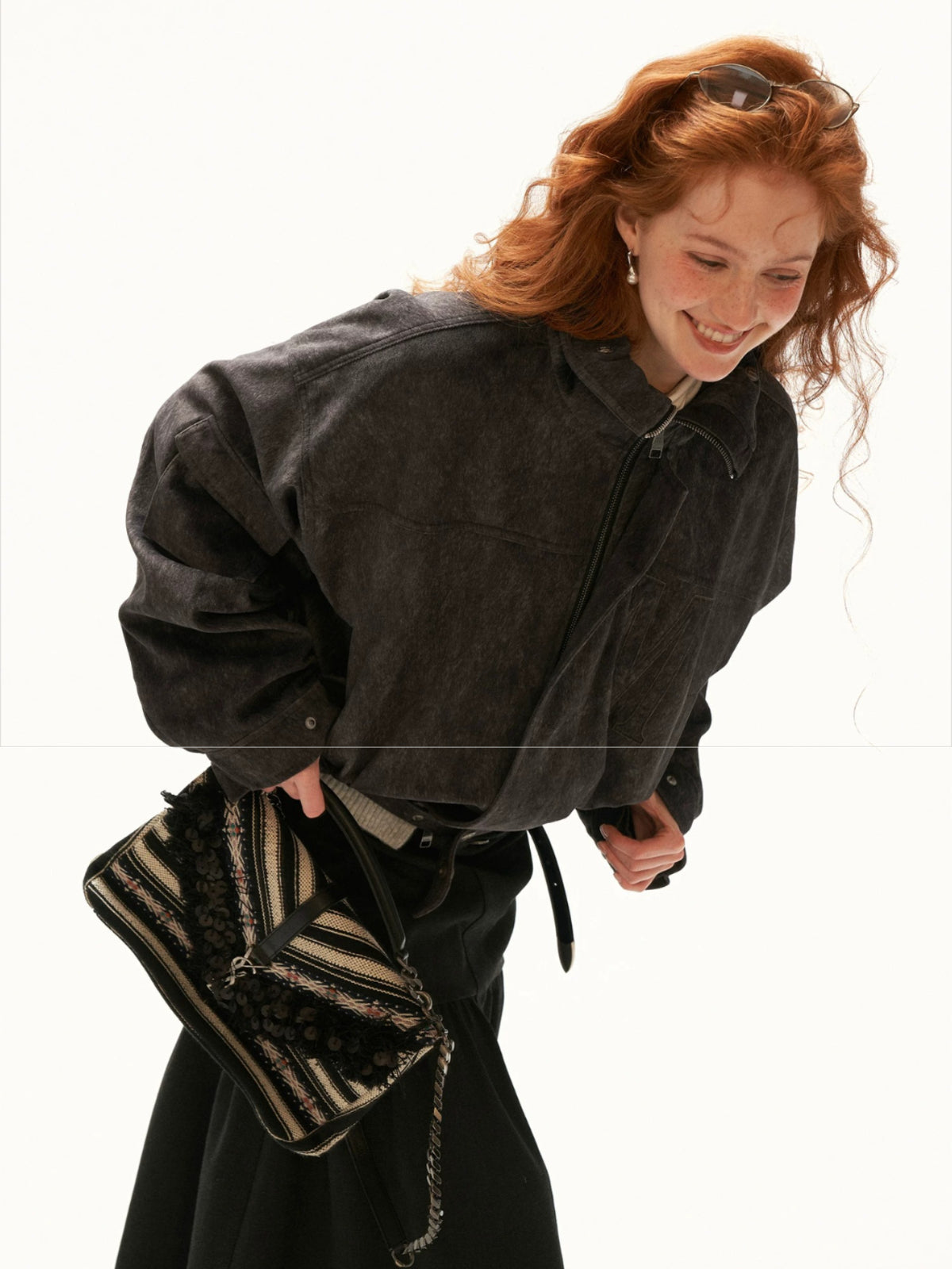 Textured Faux Fur Collar Jacket