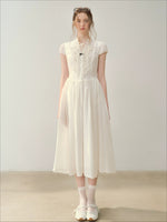Acetate Ruffle Midi Dress