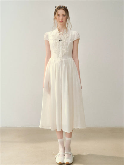 Acetate Ruffle Midi Dress