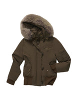 Brown Faux Fur Hooded Toggle Coat