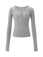 Ribbed Knit Logo Crewneck Top
