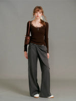 Lace Trim Knit Top