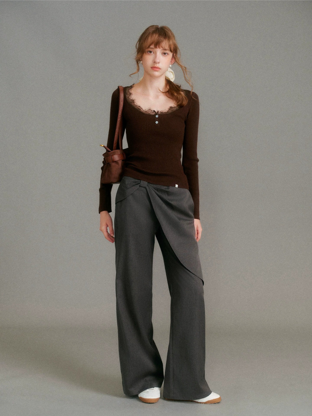 Lace Trim Knit Top