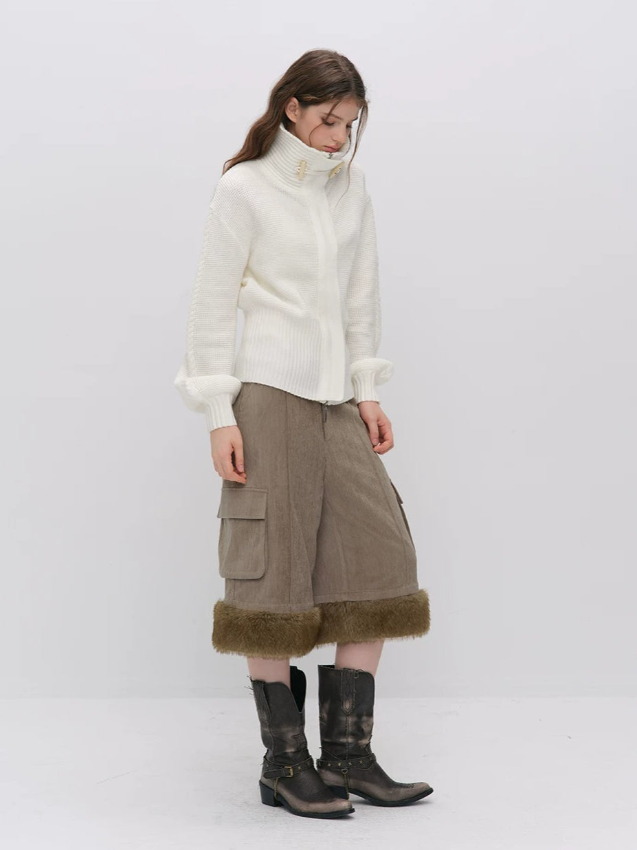 Oversized Toggle Collar Waffle Cardigan