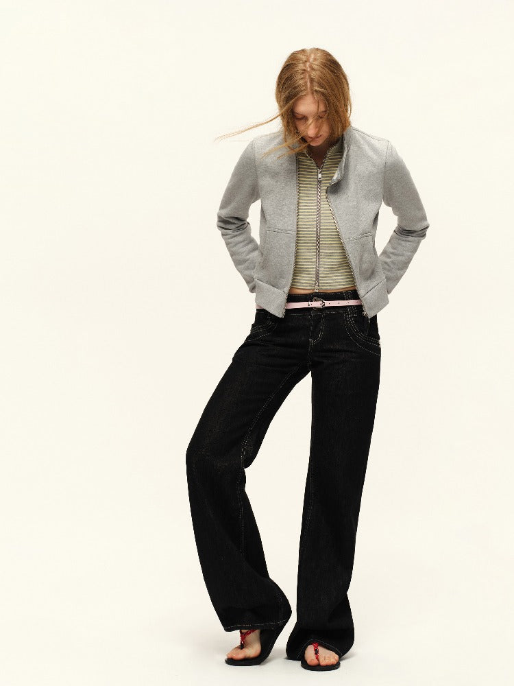 Double Zip Sweatshirt Jacket