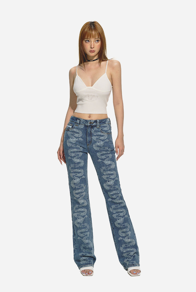 Blue Low-Waist Skinny Straight-Leg Jeans