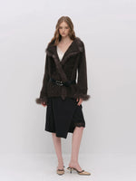 Fox Fur Trim Knit Coat