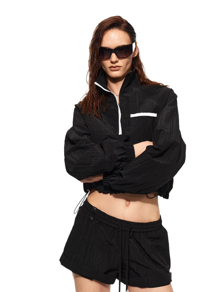 Airy Zip Shorts Set