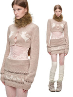 Fair Isle Jacquard Knit Cardigan & Skirt Set