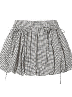 Khaki & Black Retro Check Shirt & Skirt Set