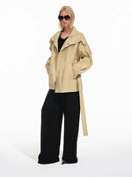 Stand Collar Belted Trench Coat
