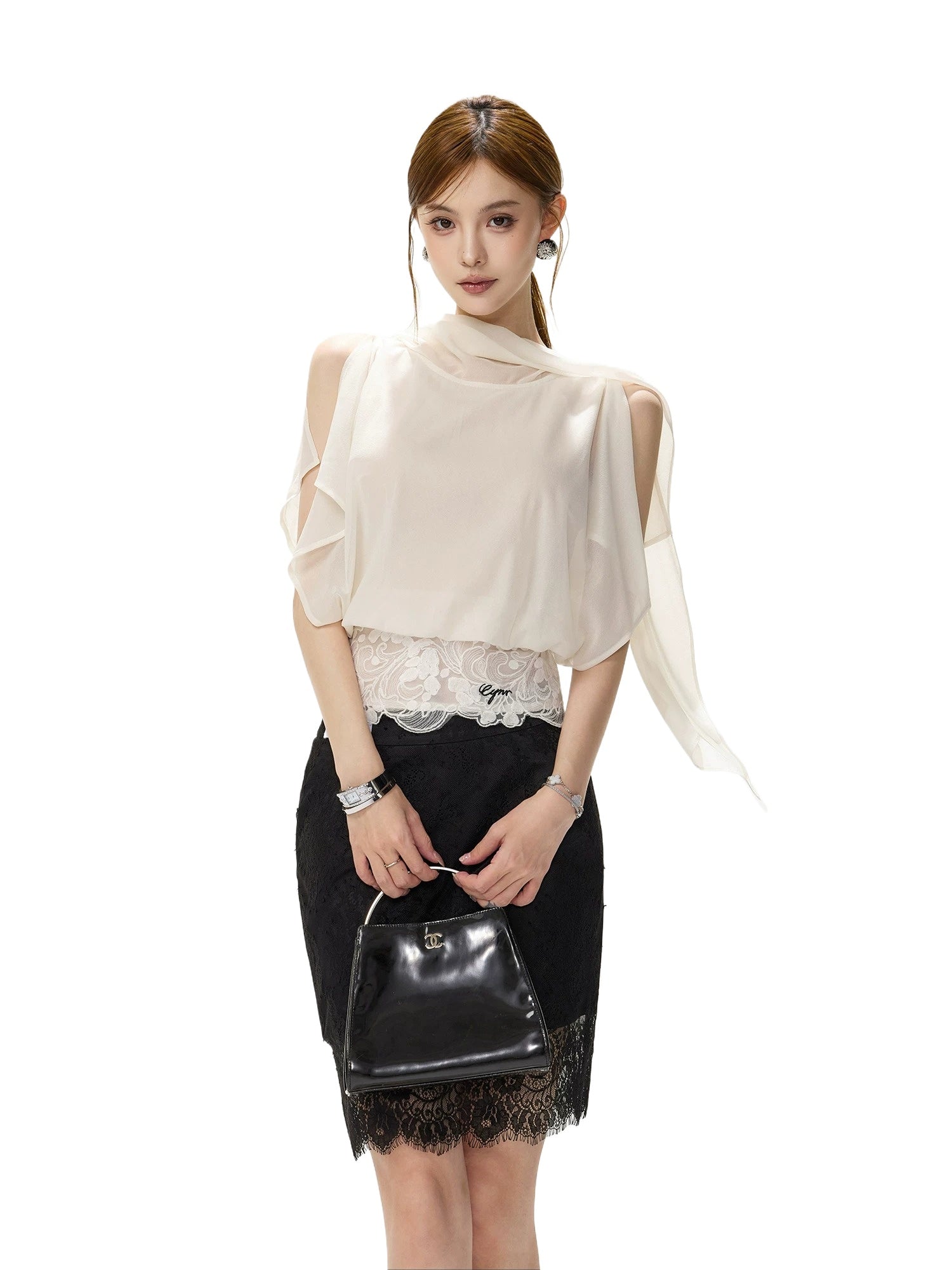 Off Shoulder Chiffon Blouse