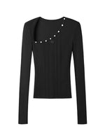 Polar Wool Blend Ribbed Knit V-neck
