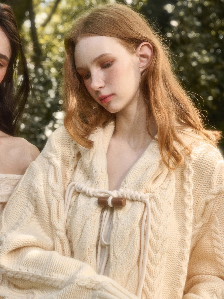 Snow Yarn Wool Chunky Knit Cardigan