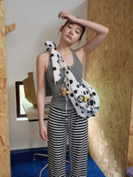 Polka Dot Ruched Dumpling Shoulder Bag