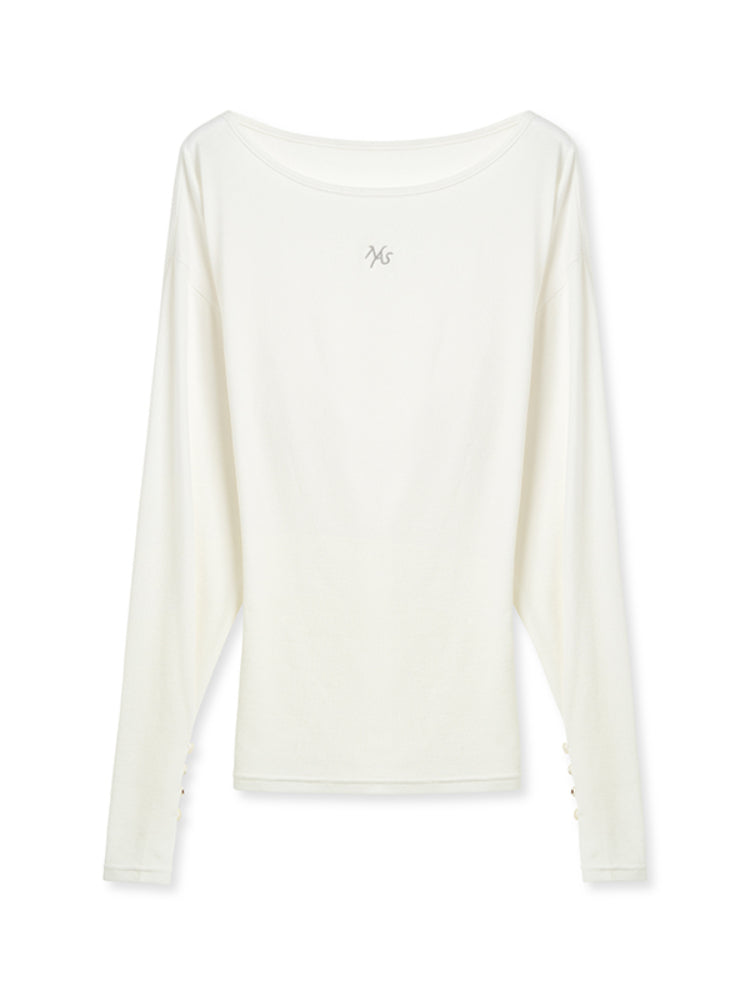 Asymmetric Shoulder Multi-way Wear Elastic T-Shirt