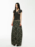 Washed Camo Wide Leg Jeans