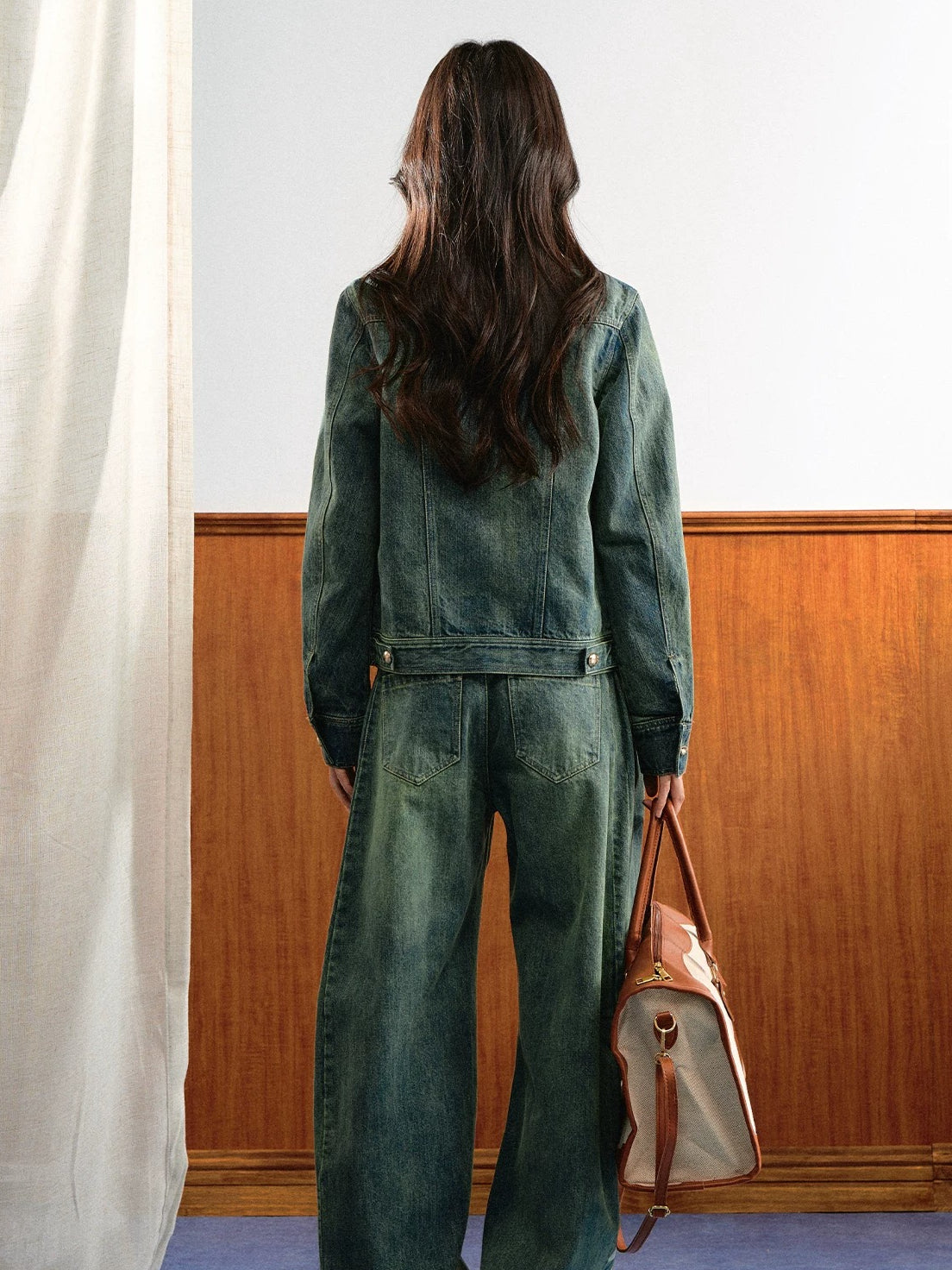 Contrast Stitch Denim Set