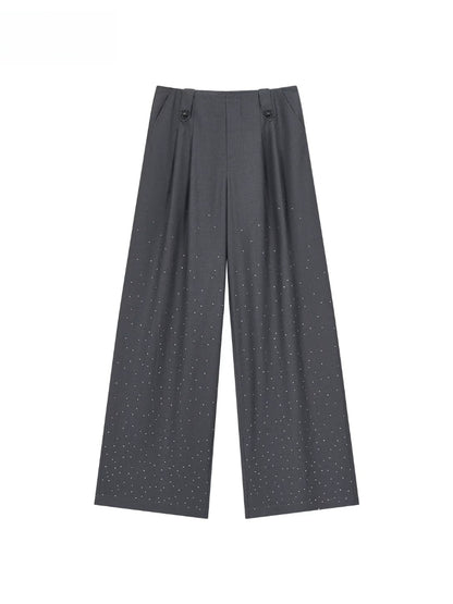 Gray &amp; Khaki Rhinestone Wide-Leg Pants