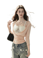Ruched Neckline Crop Top