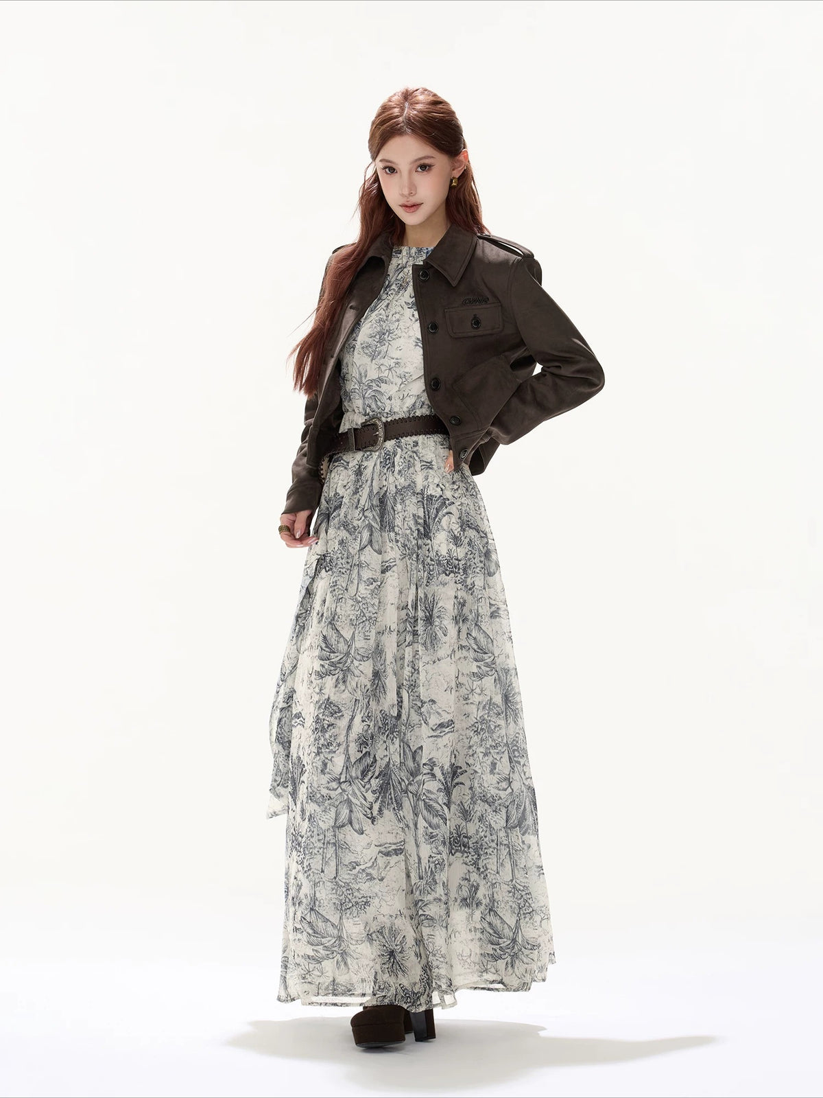 Vintage Suede Collared Cropped Jacket