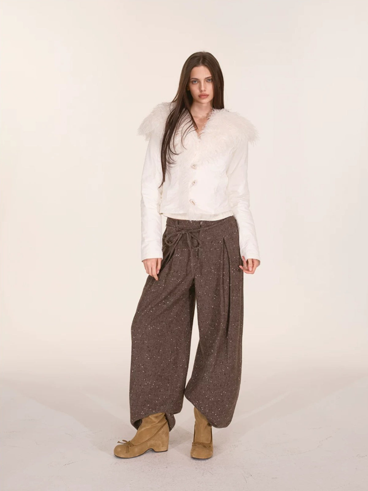 Faux Fur Collar Cropped Down Jacket