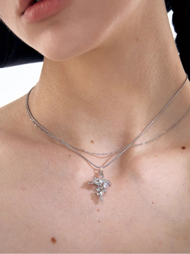 Geometric Cross Layered Necklace