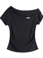 Asymmetric Lace Trim T-Shirt