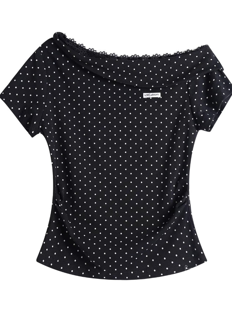 Asymmetric Lace Trim T-Shirt