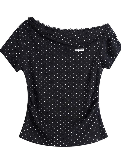 Asymmetric Lace Trim T-Shirt