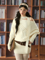Cable Knit Off-Shoulder Sweater Dress