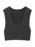 Textured Boucle U-Neck Knit Vest