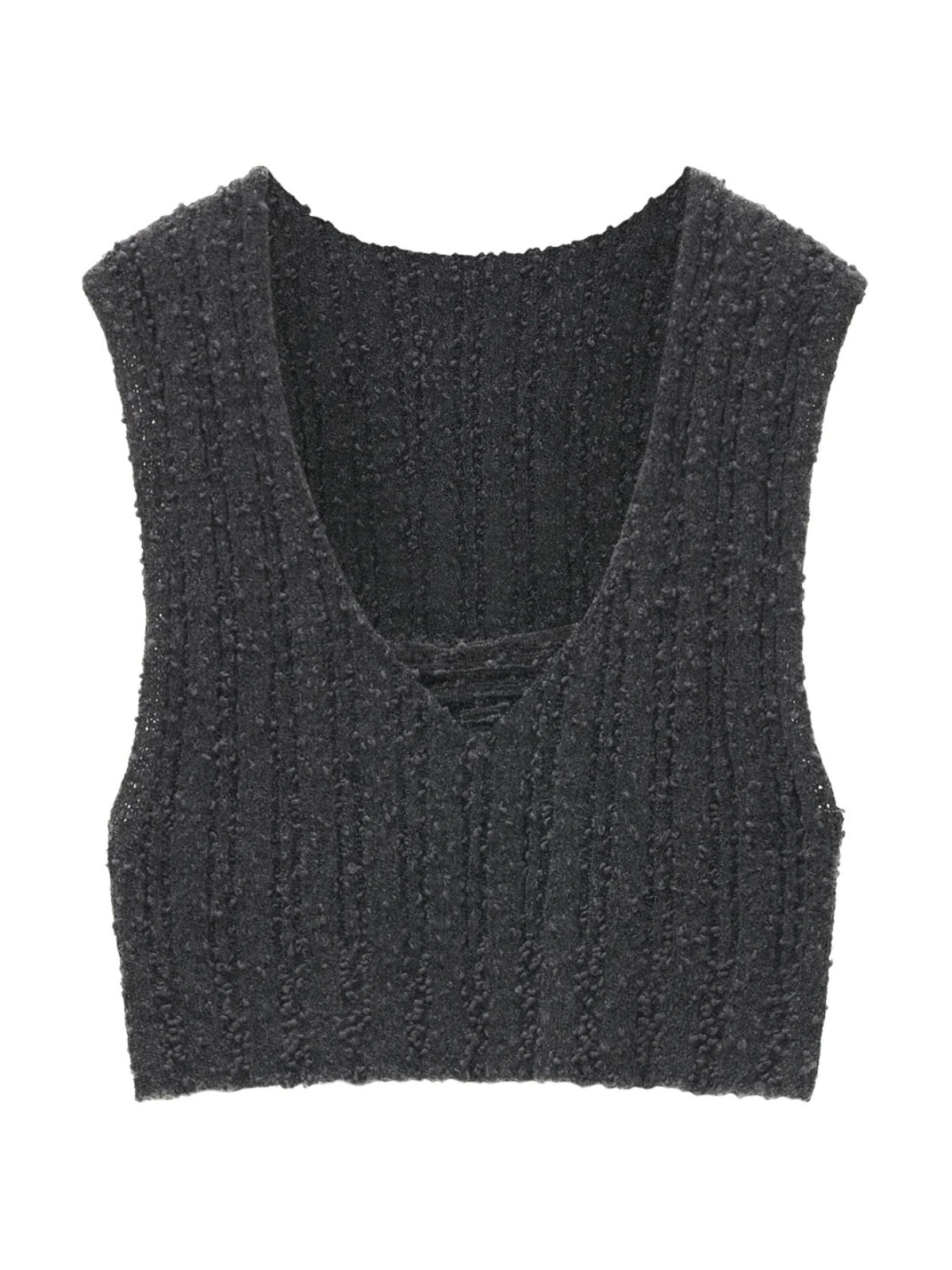 Textured Boucle U-Neck Knit Vest