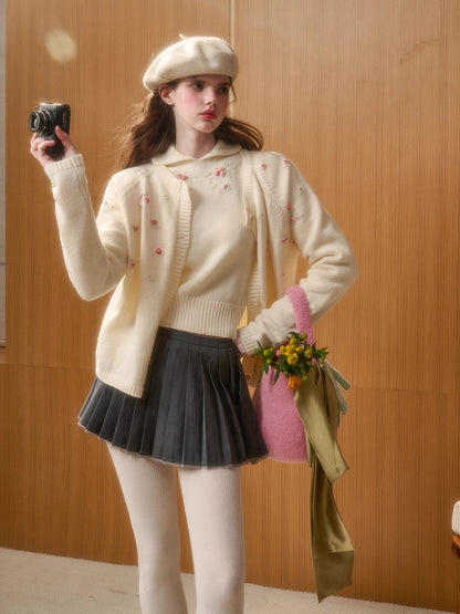 Hand-Embroidered Floral Cardigan