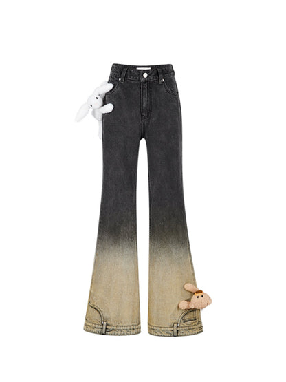 Blue &amp; Black Gradient Flared Jeans