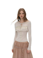Lace Tie Tencel Wool Top