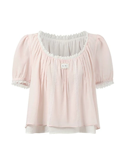 Square Neck Lace Crop Top