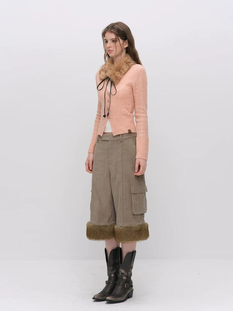 Cable-Knit V-Neck Cardigan