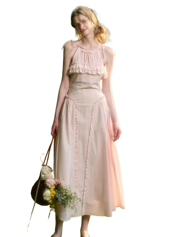 Washed Cotton Halter Long Dress